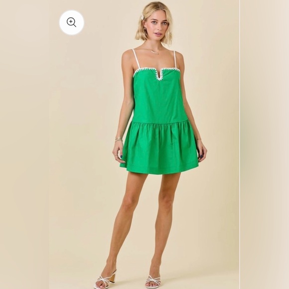 TCEC Dresses & Skirts - TCEC Vibrant Green Mini Dress with White Accents